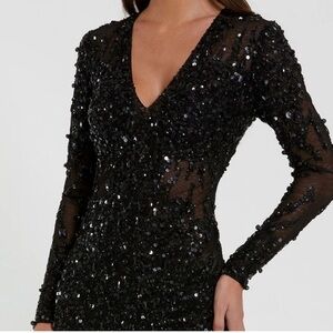 Elegant Black Sequin Dress mini dress
